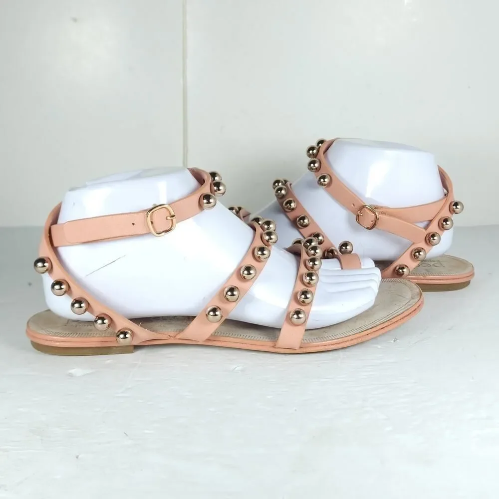 Pedro Garcia Women's Enrica EU39 US8,5 Pink Leather Studded Embellished Sandals
